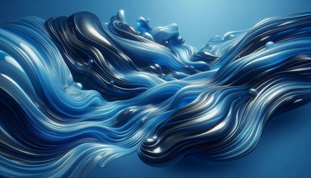 3D rendering of abstract wavy liquid background. 3D render illustration