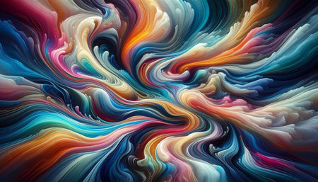 abstract colorful background with smooth lines and waves, computer generated imagesの写真素材