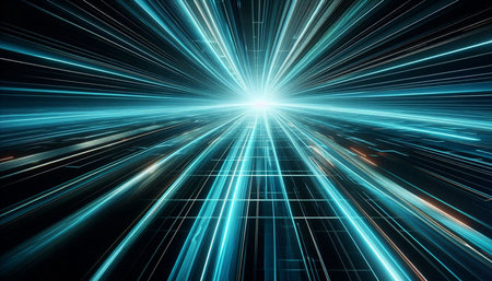 abstract background with blue rays and light effects, computer generated images