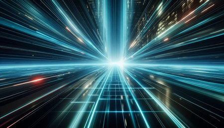 3D Illustration of a Futuristic Background with a Light Trail