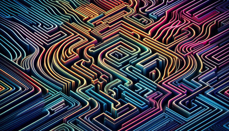 3d render, abstract geometric background, optical illusion, digital illustration