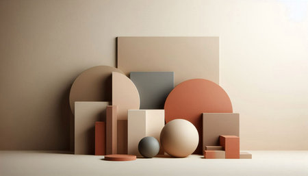 3d render of abstract geometric forms. Minimal scene with geometrical forms.