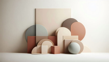 3d render of minimal geometric shapes composition. Geometric forms for product presentation.の写真素材