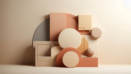 3d render, abstract geometric forms, pastel colors, minimal design