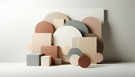 Minimalist abstract background, primitive geometrical figures, pastel colors