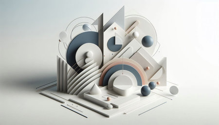 3d rendering, abstract geometric shape in white background, computer digital drawing