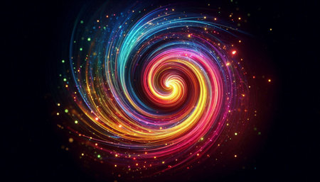 abstract colorful swirl background with light effect, 3d render illustration