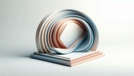 Abstract 3d rendering of geometric shapes in blue and pink colors.