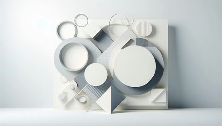 Abstract geometric shapes on the white background. 3d render illustration.