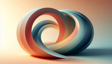 3d render, abstract background with blue and orange rings, geometric design