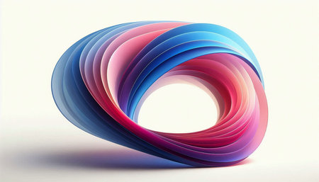3d illustration of colorful abstract curved shape on a white background.