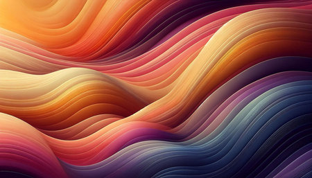 abstract background with smooth wavy lines in yellow, orange and purple colors