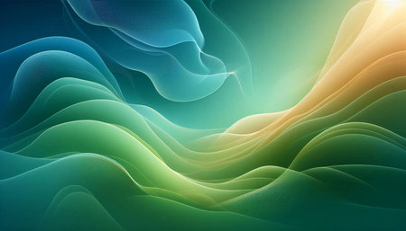 abstract background with smooth lines in green, blue and yellow colors