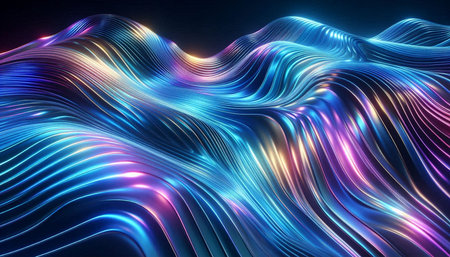 3d rendering, abstract wavy background with glowing lines, 3d illustration