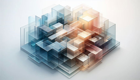 Abstract background with 3d cubes and light effects. Vector illustration.