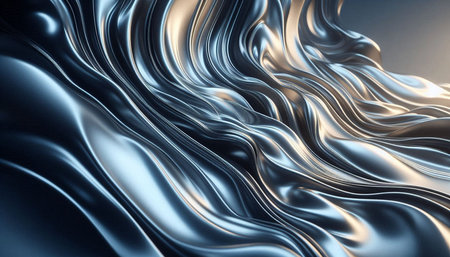 3d render of abstract wavy metallic background with some smooth lines in itの写真素材