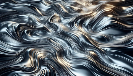 Abstract 3d rendering of silver wavy background. Futuristic technology style.