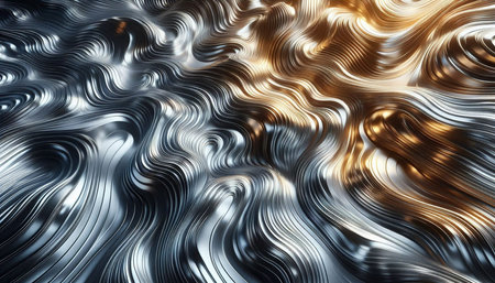 3d rendering of abstract metallic wavy background. Creative Design Templates