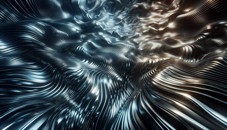 3d rendering of abstract wavy metallic background with some smooth lines in it
