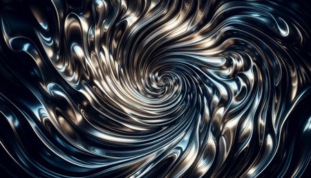 Abstract 3d rendering of wavy metallic surface. Futuristic background design for poster or cover