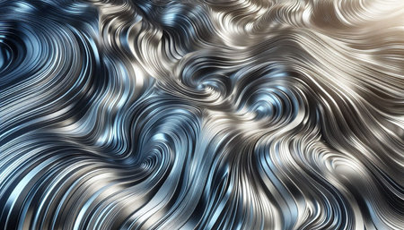 Abstract background of blue and black wavy lines. 3d render illustration