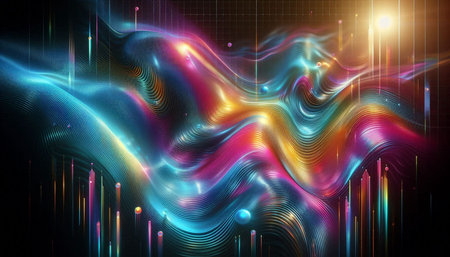abstract colorful background with lines and waves, 3d render illustration