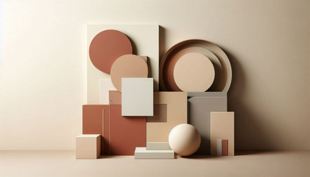 3d render of abstract geometric forms. Minimal simple composition with primitive shapes.
