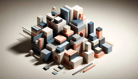 Abstract 3d rendering of Cubes in the shape of a cityの写真素材