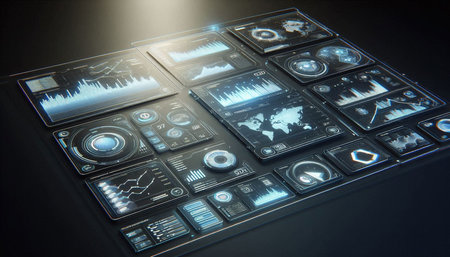 Futuristic virtual graphic touch user interface HUD. 3d rendering