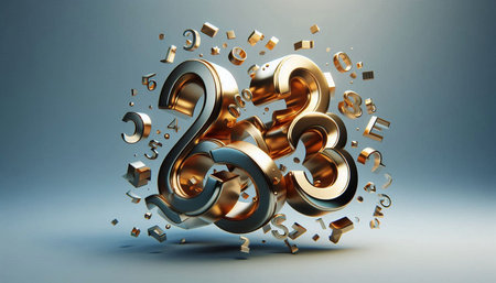 Happy New Year 2023. 3D illustration. 3D Renderの写真素材