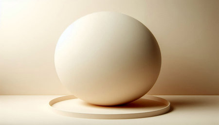 3D rendering of a white marble ball on a beige background