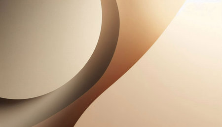 abstract background with curved paper layers in orange and beige colorsの写真素材