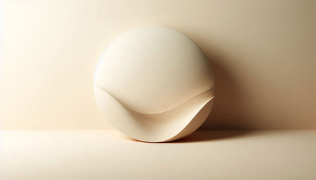 A white paper ball on a beige background with copy space.