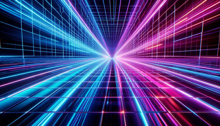 Futuristic technology abstract background with glowing lines. 3d rendering