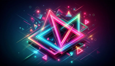 Glowing neon geometric abstract background. Vector illustration. Eps 10.の写真素材