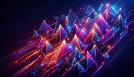 Abstract glowing polygonal background. 3d rendering, 3d illustration.