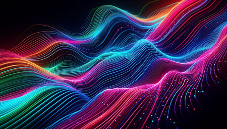 abstract background with glowing lines and waves. 3d render illustration