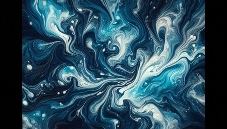 Blue and white abstract background. Liquid marble pattern. Digital illustration.