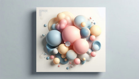 3d rendering of abstract background with colorful balls floating in the air