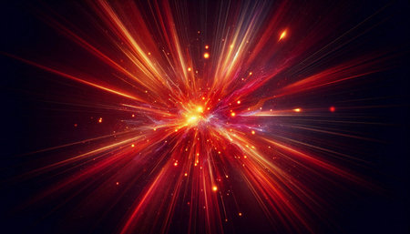 abstract red rays on a black background. fractal for design
