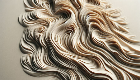 abstract background of the folds of fabric in beige and brown colorsの写真素材