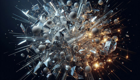 Abstract 3d rendering of chaotic particles. Futuristic background design.の写真素材