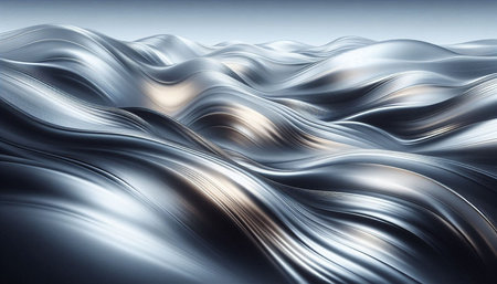 3d rendering of abstract wavy metallic background. Beautiful wavy surface.