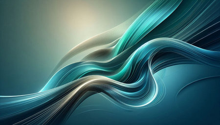 abstract background with smooth lines in blue and green colors, illustration