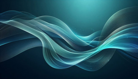abstract blue background with smooth lines and bokeh, vector