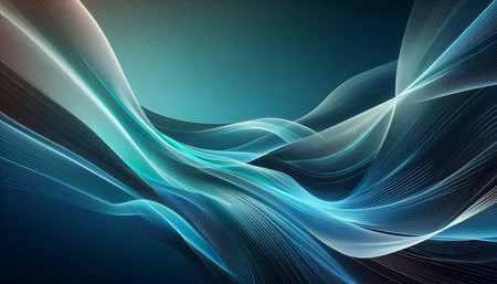 abstract blue wavy background with smooth lines on dark blue background