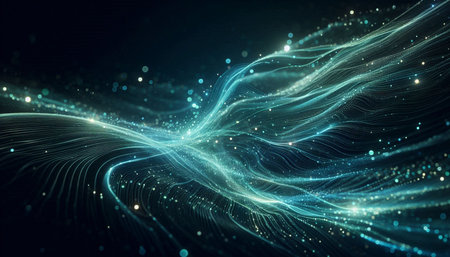 Abstract particles wave. Futuristic technology style. Elegant background for business tech...