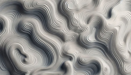 3d rendering. Abstract background of wavy stripes in gray colors
