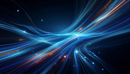 abstract blue background with glowing lines and space for text or image
