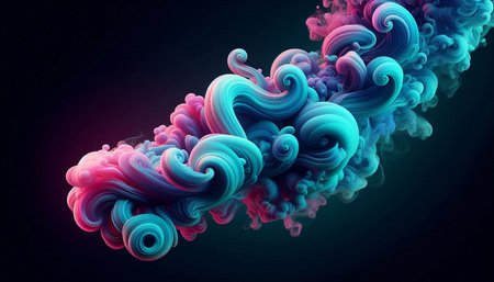 Colorful abstract smoke isolated on black background. 3d render illustration